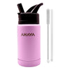 AHAVA 350 ml Insulated Water Bottle | 12H Hot, 24H Cold | BPA Free | Premium Stainless Steel Water Bottle for School Children with Silicone boot protector