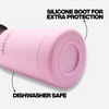 AHAVA 350 ml Insulated Water Bottle | 12H Hot, 24H Cold | BPA Free | Premium Stainless Steel Water Bottle for School Children with Silicone boot protector