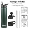 AHAVA 750ml Insulated Water Bottle | 12H Hot, 24H Cold | BPA-Free| 2 Lids: Straw & Spout | Dishwasher Safe, Premium Stainless Steel for Gym, Office, Travel, School (Dark Slate Green)