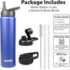 AHAVA 750ml Insulated Water Bottle | 12H Hot, 24H Cold | BPA-Free| 2 Lids: Straw & Spout | Dishwasher Safe, Premium Stainless Steel for Gym, Office, Travel, School (Estate Blue)