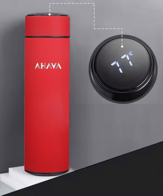 Temperature Display 500ml Smart Water Bottle, Coffee Flask | 1 Year Warranty | 316 Insulated Stainless Steel | 12H Hot, 24H Cold | BPA-Free | Leakproof | Thermos for Sports, Travel, School (Red)
